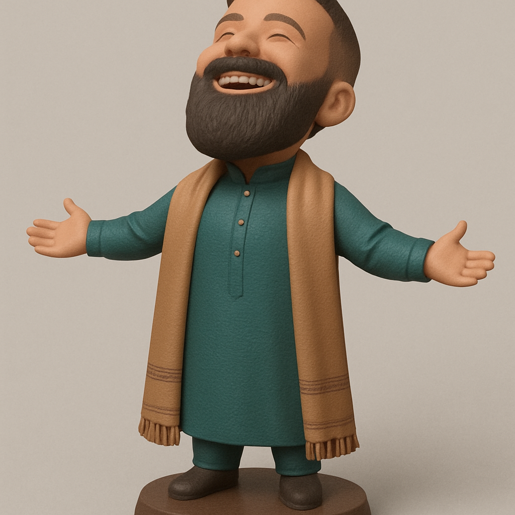 face anatomy 3d model-create 3d face model from photo_Embrace Joy: Happy Man Figurine 3D Print