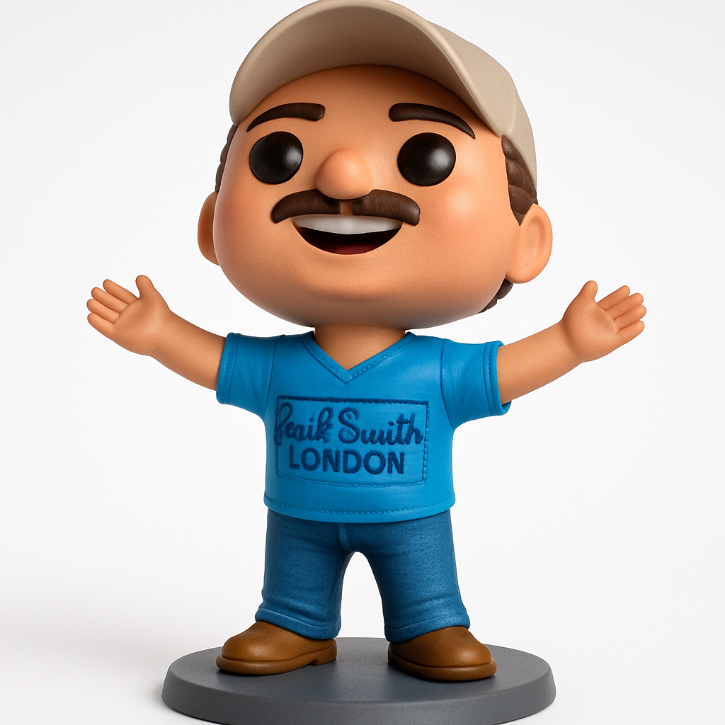 face to 3d model ai-3D portrait printing from photo_Friendly Moustache Man Figurine: Your Desk Companion