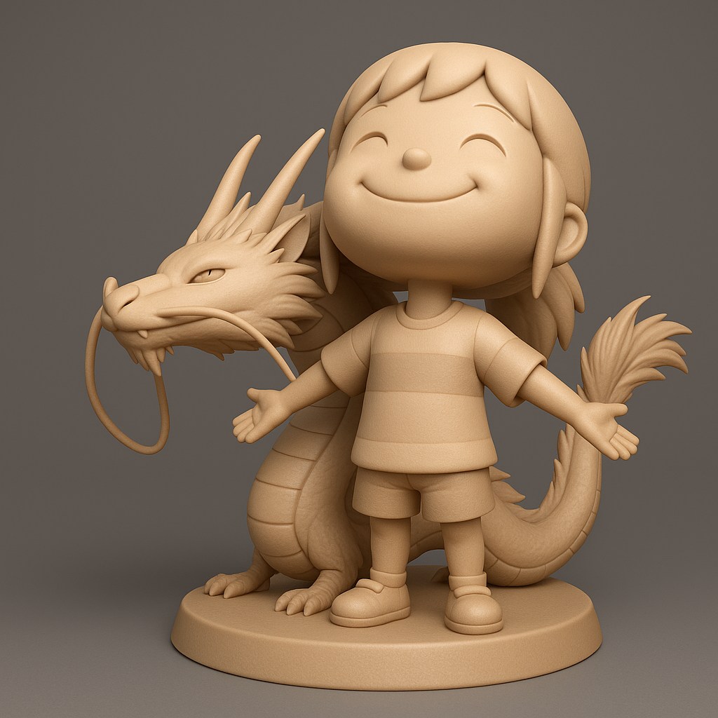 silhouette 3d printer maker-3d portrait printing_Charming Dragon Buddy Figurine