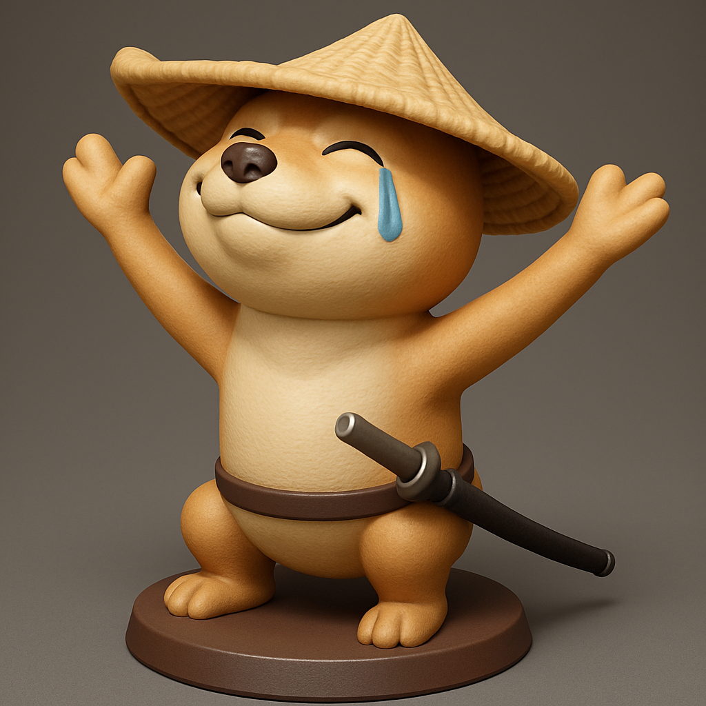 face anatomy 3d model-create 3d face model from photo_Joyful Shiba Inu Samurai - Crying with Laughter Figurine