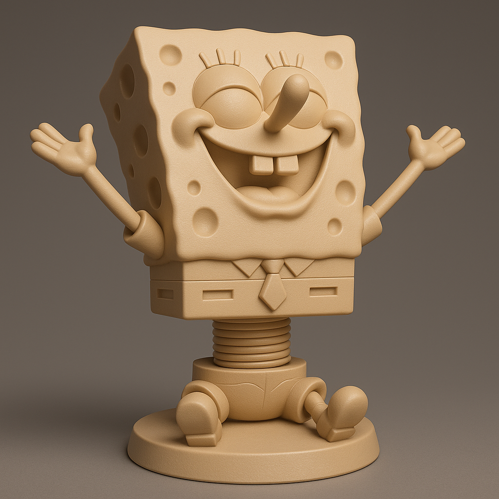face anatomy 3d model-create 3d face model from photo_Cheerful SpongeBob SquarePants Figurine