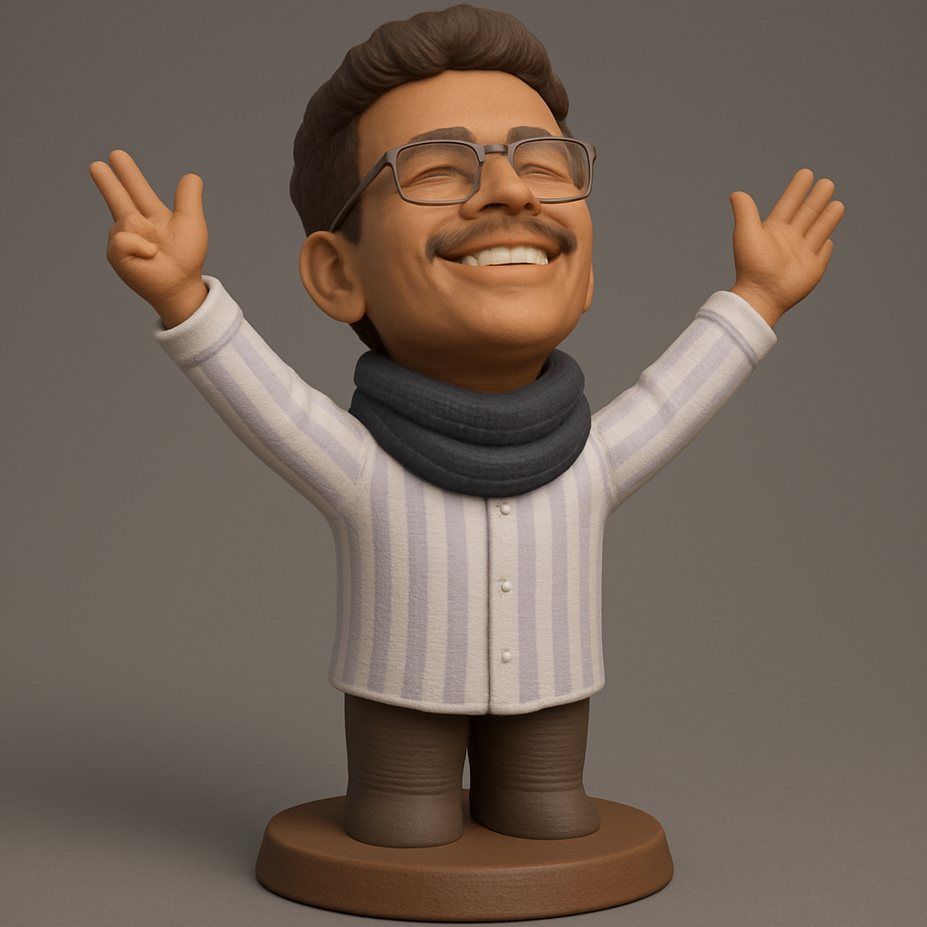 face to 3d model ai-3D portrait printing from photo_Uplifting Happy Man Figurine - Easy 3D Print