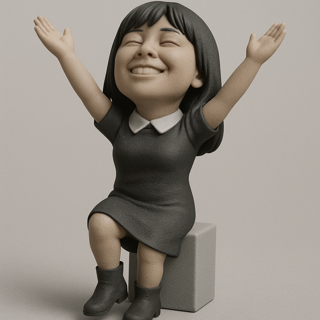 silhouette 3d printer maker-3d portrait printing_Uplifting Joyful Desk Figurine - Embrace Happiness!