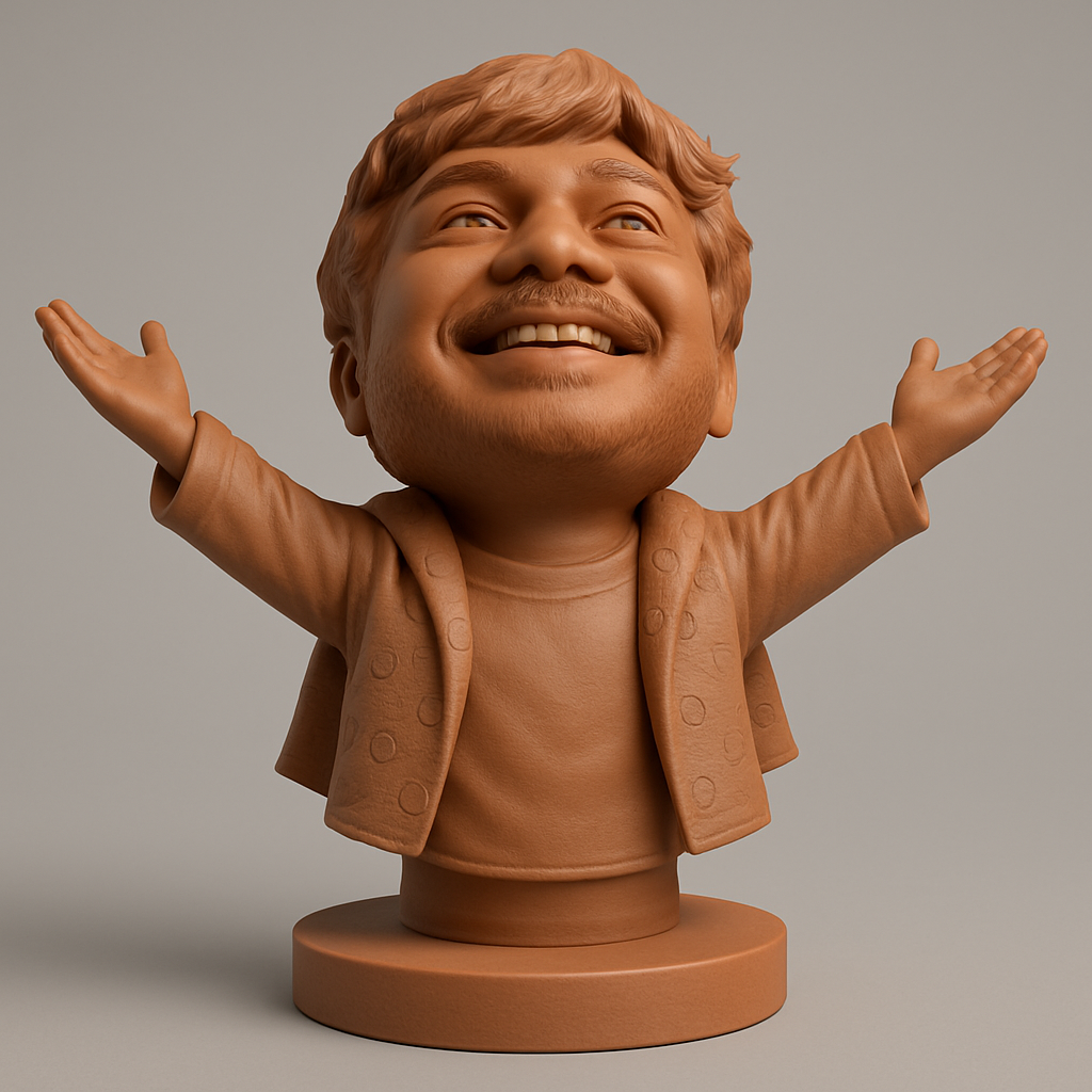 face to 3d model ai-3D portrait printing from photo_Uplifting Joyful Bobblehead Bust - Welcome Happiness!