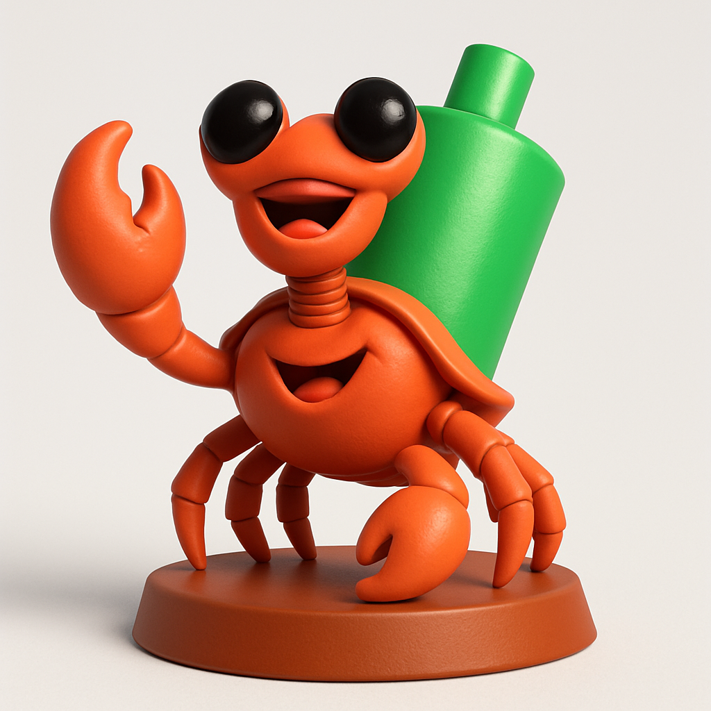 face anatomy 3d model-create 3d face model from photo_Happy Hermit Crab: Eco-Friendly Desk Buddy Figurine