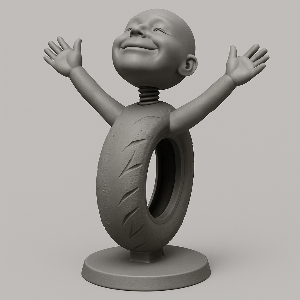 silhouette 3d printer maker-3d portrait printing_Happy Rider Bobblehead: Spreading Smiles on Your Desk
