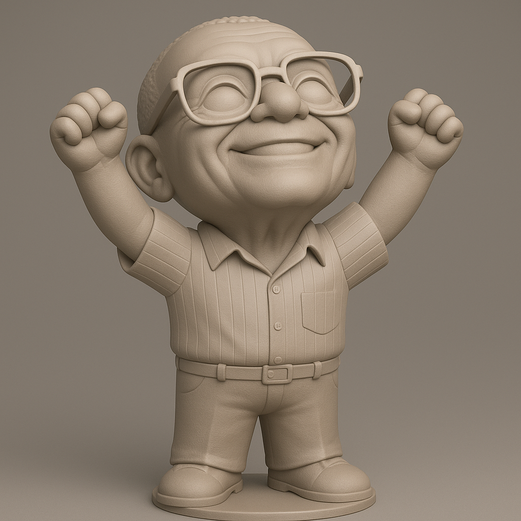 face anatomy 3d model-create 3d face model from photo_Cheerful Grandpa Victory Pose Desk Figurine