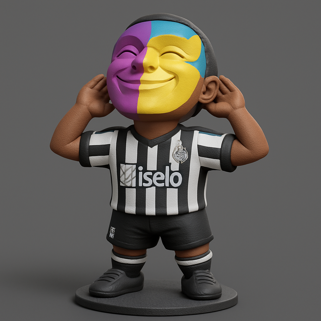 face to 3d model ai-3D portrait printing from photo_Vibrant Soccer Fan Mascot: Two Faces, One Joy!