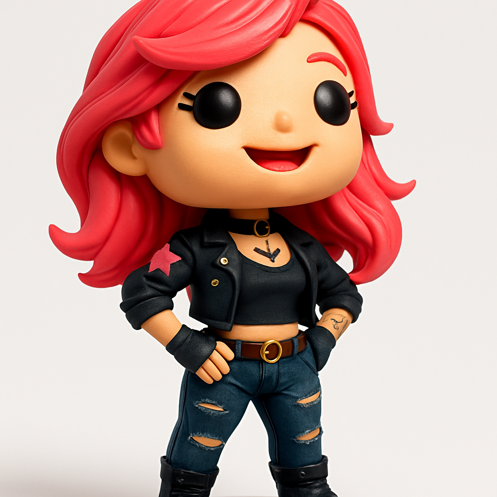 face to 3d model ai-3D portrait printing from photo_Edgy Chibi Rocker Girl - Unique Pop Style Figure