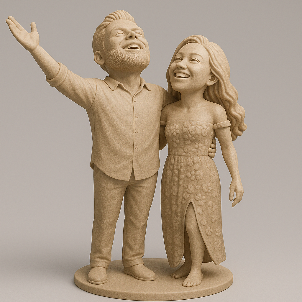 silhouette 3d printer maker-3d portrait printing_Joyful Couple Figurine for 3D Printing