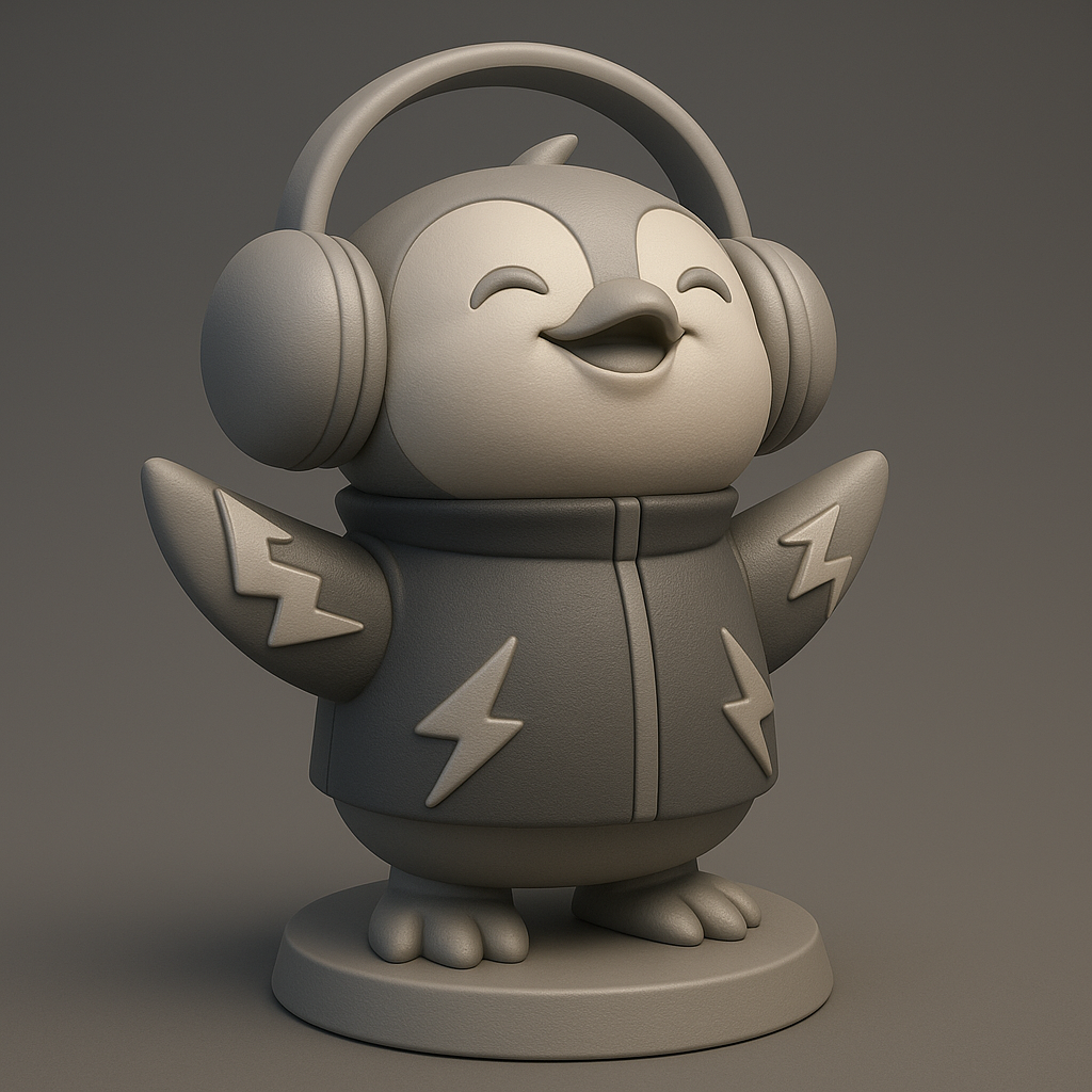 face anatomy 3d model-create 3d face model from photo_Cheerful Penguin with Headphones