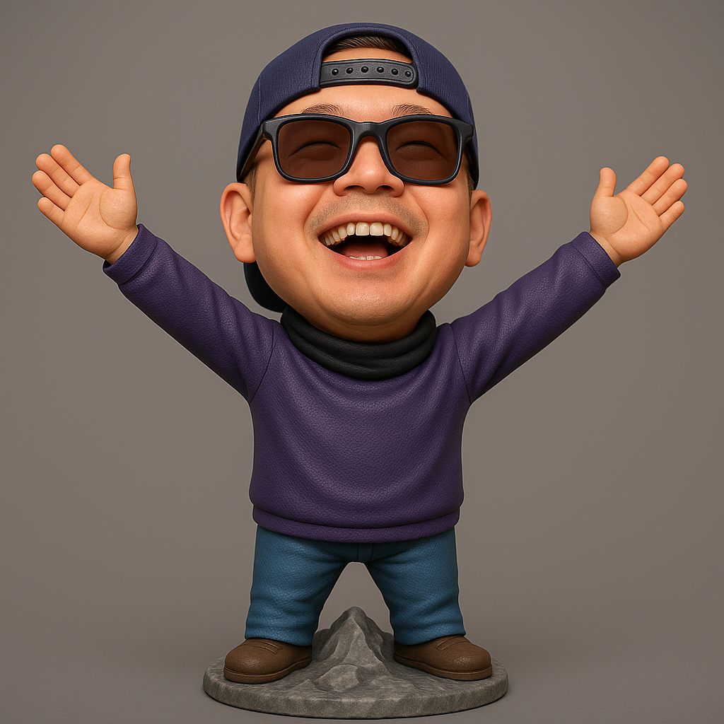 superhero STL files-collectible 3D figurines_Joyful Character Figurine with Sunglasses