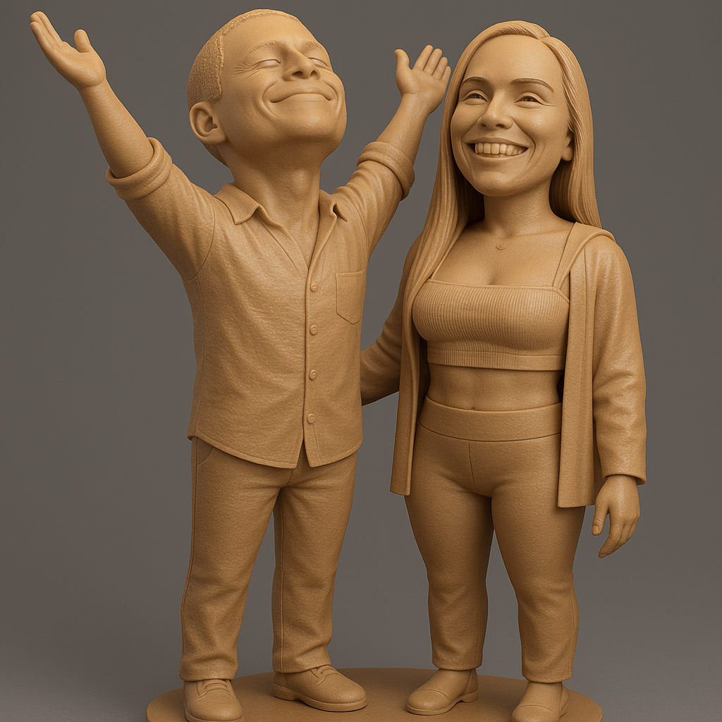 silhouette 3d printer maker-3d portrait printing_Joyful Couple Figurine for 3D Printing