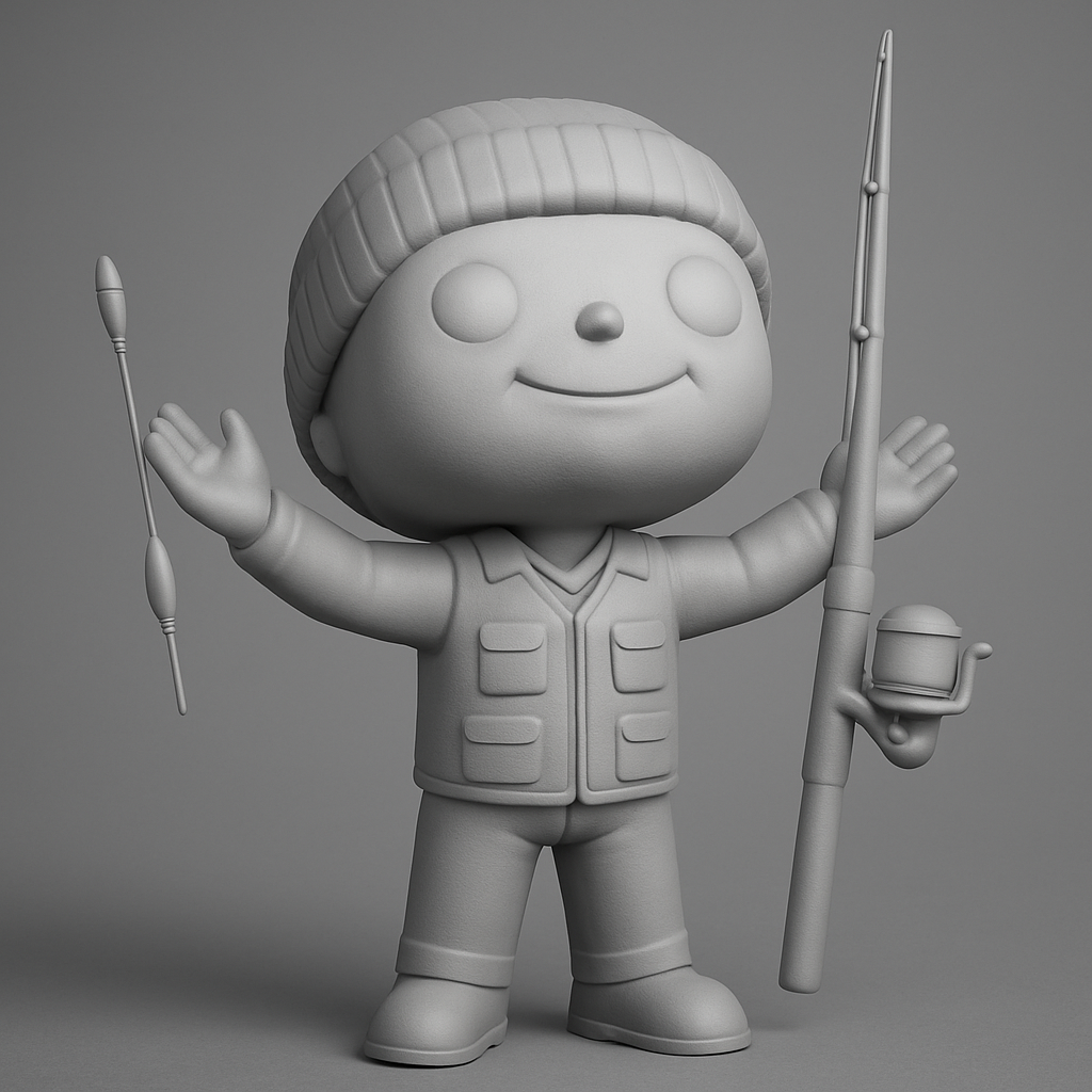 face to 3d model ai-3D portrait printing from photo_Fisherman's Delight: Cute Angler Collectible 3D Print