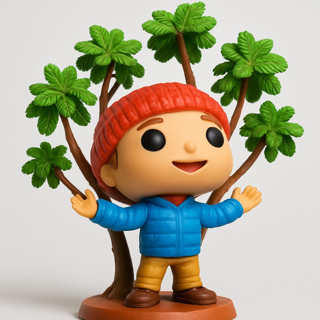 face anatomy 3d model-create 3d face model from photo_Joyful Explorer Amidst Palm Trees Figurine