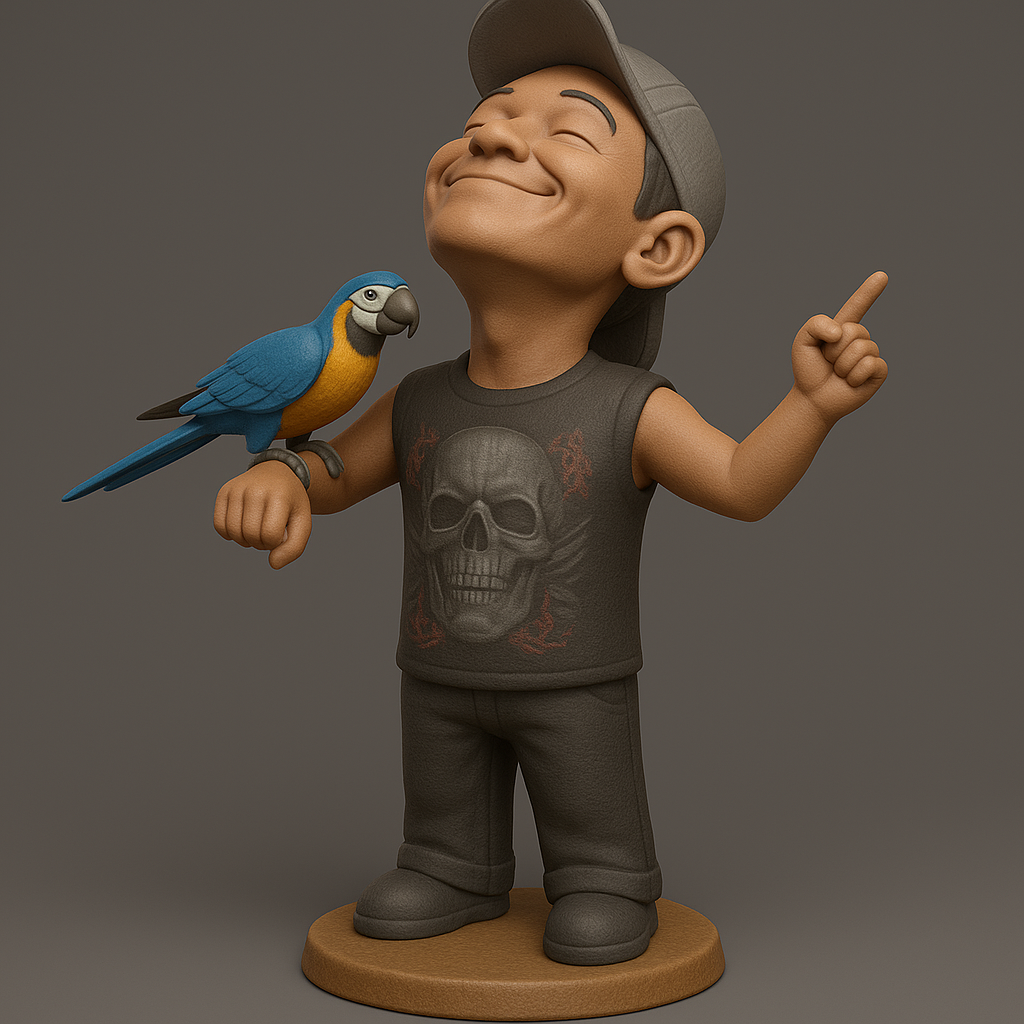 face anatomy 3d model-create 3d face model from photo_Adventurous Kid with Parrot Figurine