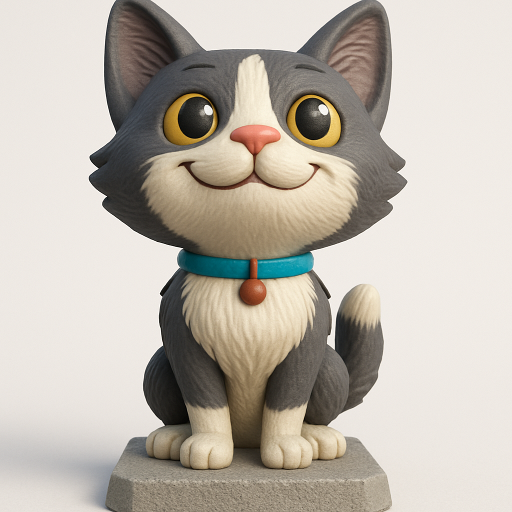 face anatomy 3d model-create 3d face model from photo_Charming Cartoon Cat Figurine - Perfect Desk Decor
