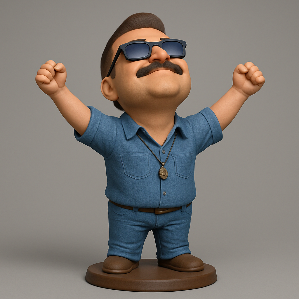 face to 3d model ai-3D portrait printing from photo_Triumphant Mr. Mustache Desk Figurine