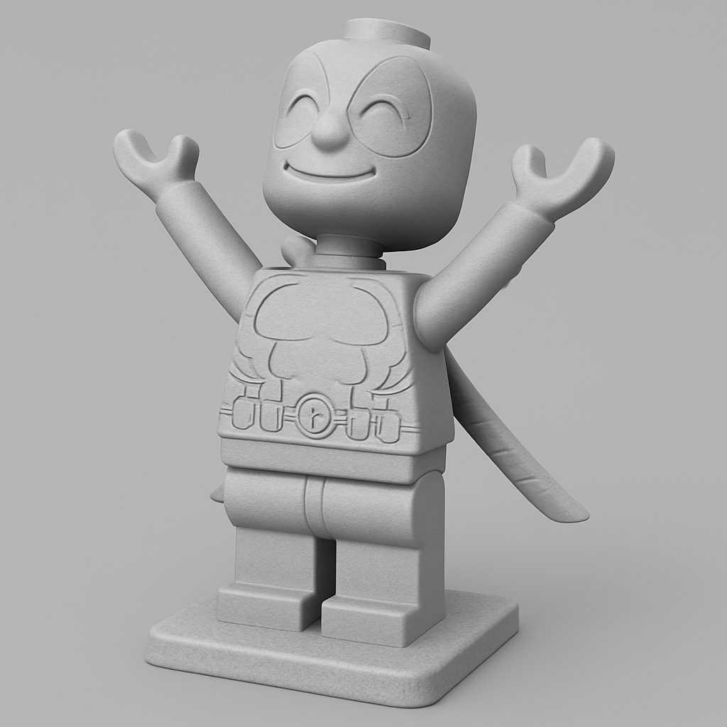 face anatomy 3d model-create 3d face model from photo_Happy Deadpool Minifig: Iconic Anti-Hero Collectible