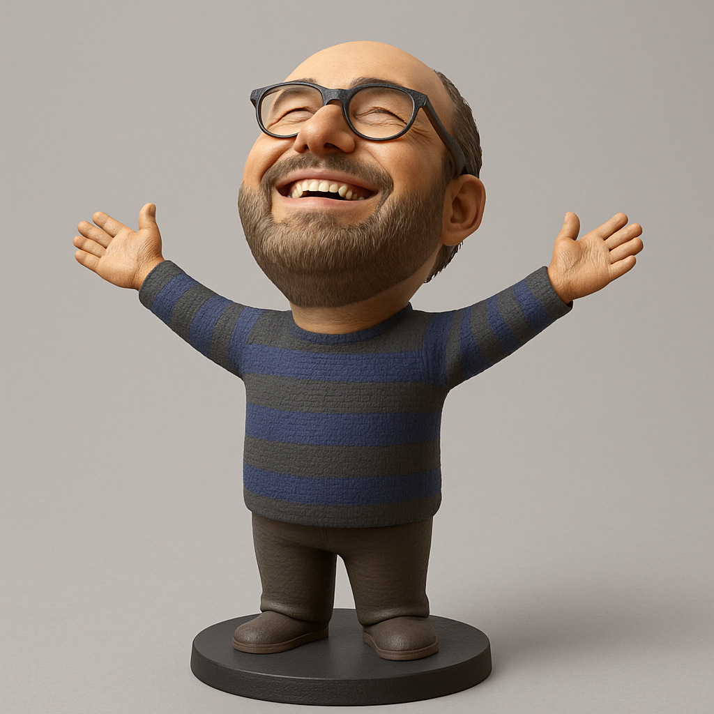 face to 3d model ai-3D portrait printing from photo_Smiling Man Hug Figurine: Print Your Own Cheer