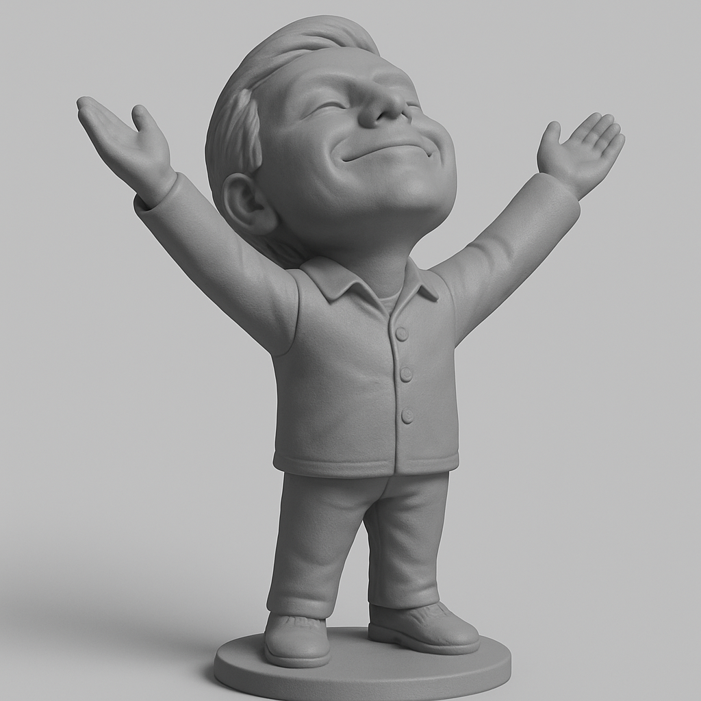 face anatomy 3d model-create 3d face model from photo_Uplifted Joyful Man Figurine - Embrace Happiness!