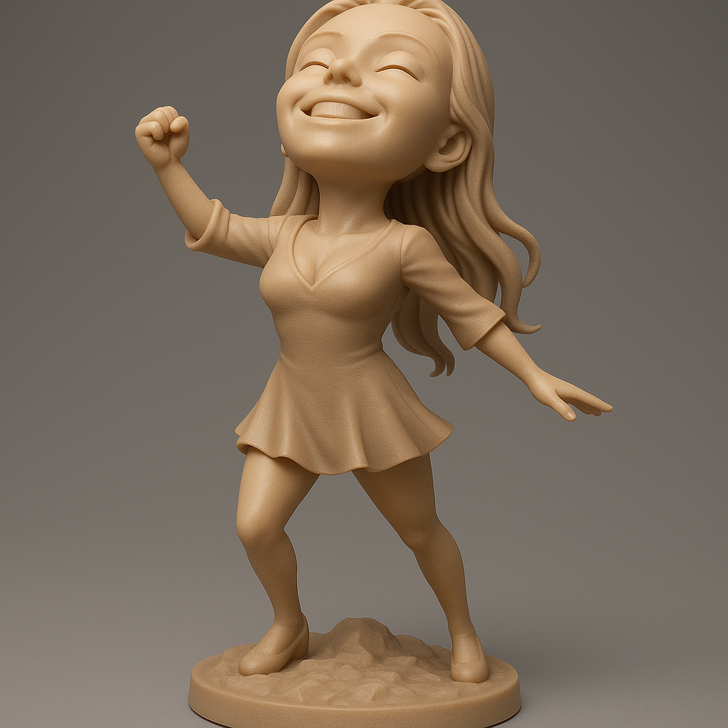 silhouette 3d printer maker-3d portrait printing_Joyful Victory Pose Figurine