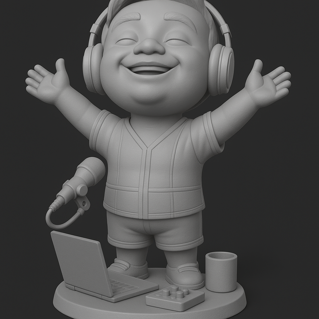 silhouette 3d printer maker-3d portrait printing_Joyful Streaming Character with Accessories