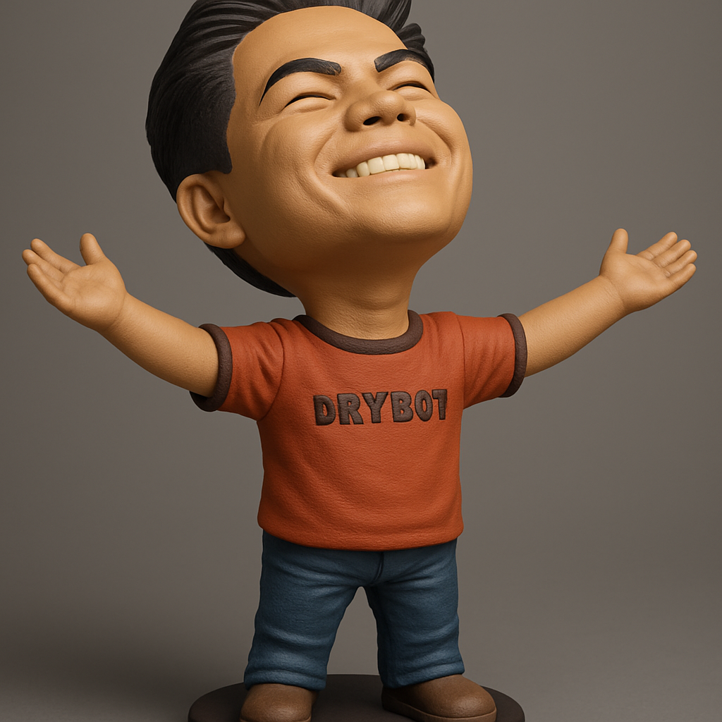 face anatomy 3d model-create 3d face model from photo_Cheerful Drybot Figurine for 3D Printing