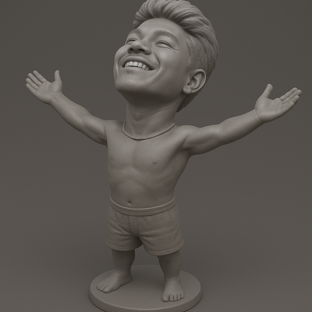 face to 3d model ai-3D portrait printing from photo_Joyful Spirit Figure: Embrace Happiness & Freedom