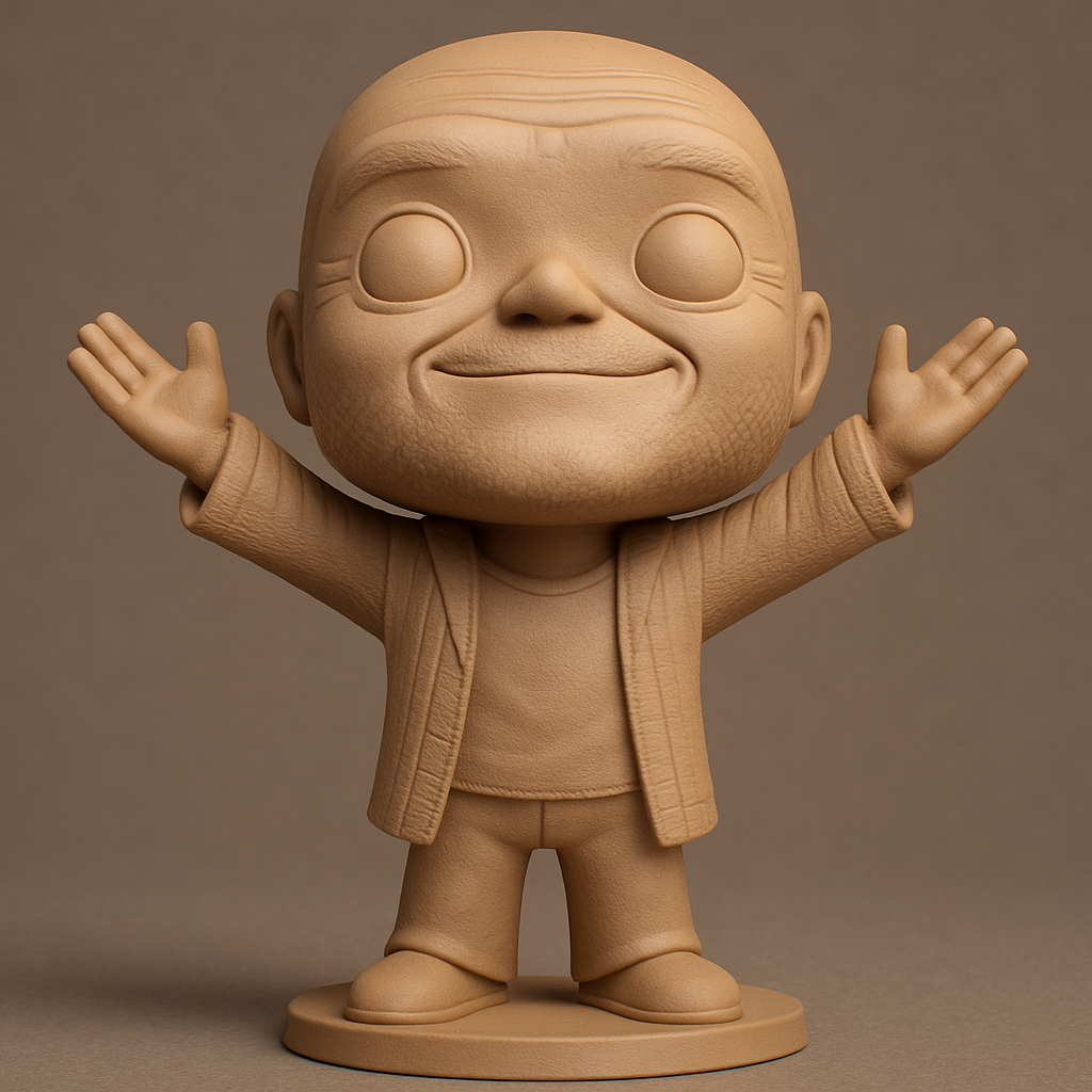 face anatomy 3d model-create 3d face model from photo_Happy Elder Chibi Figure - Welcoming Desk Buddy