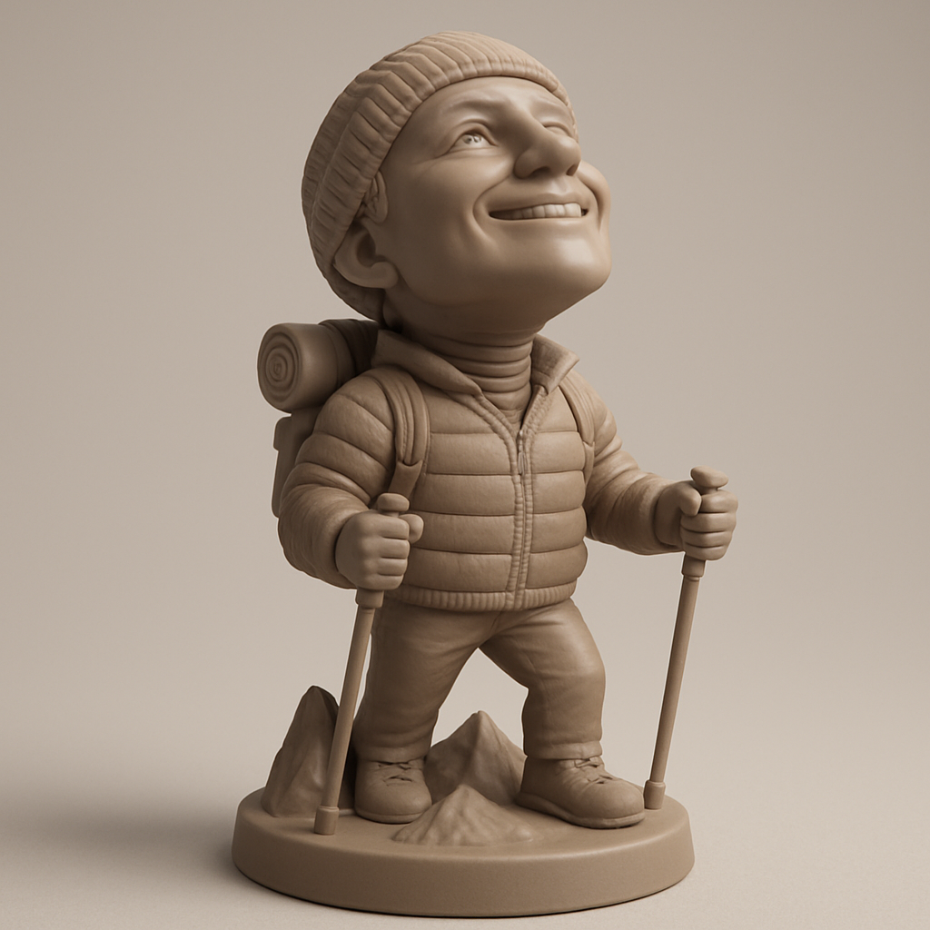 silhouette 3d printer maker-3d portrait printing_Joyful Hiker Bobblehead: Summit Your Desk with a Smile!
