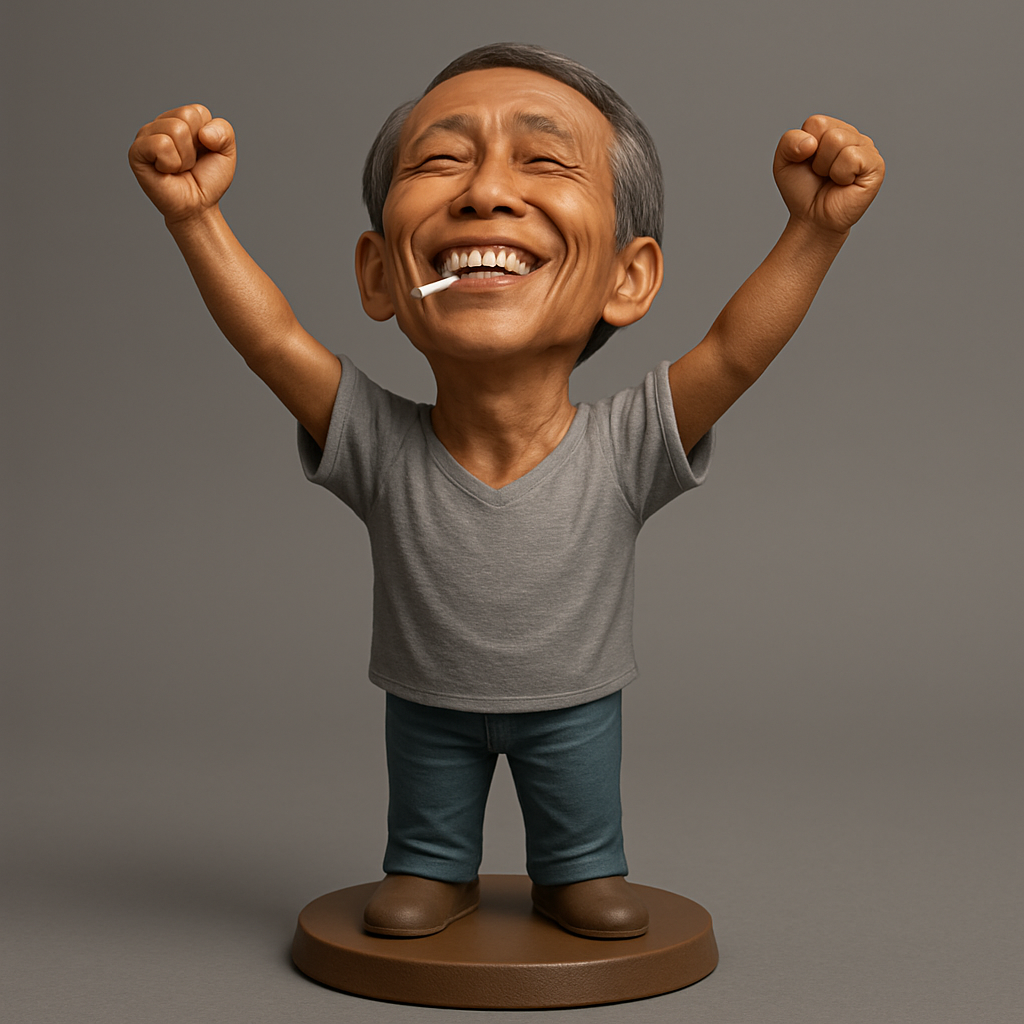 silhouette 3d printer maker-3d portrait printing_Triumphant Elder Bobblehead: Celebrate Joy & Victory!
