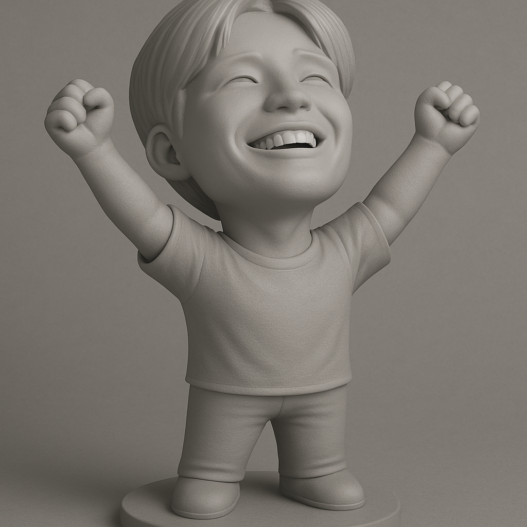 silhouette 3d printer maker-3d portrait printing_Victory Kid Figurine - Express Your Joy!