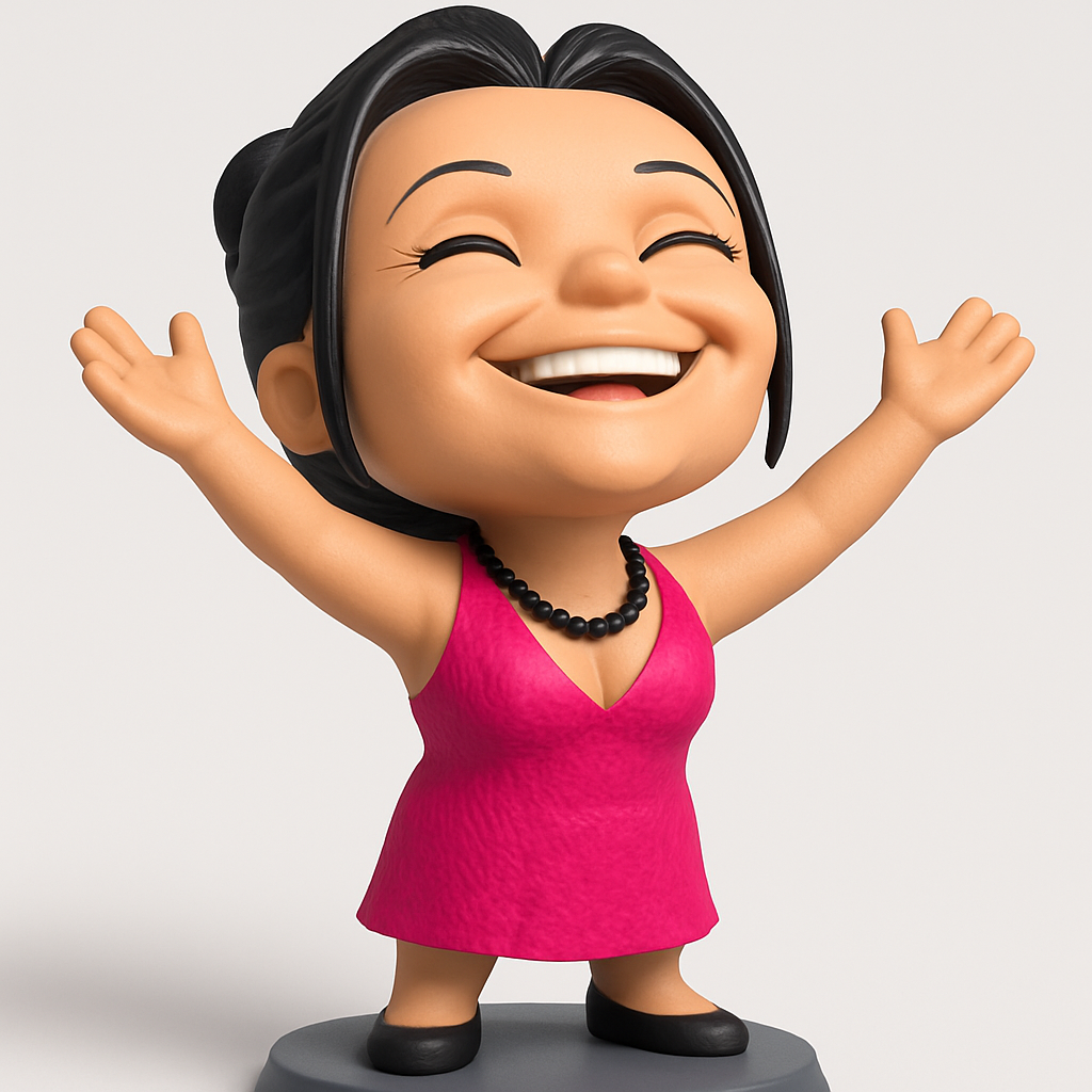 face to 3d model ai-3D portrait printing from photo_Embrace Joy: Happy Woman Chibi Figurine