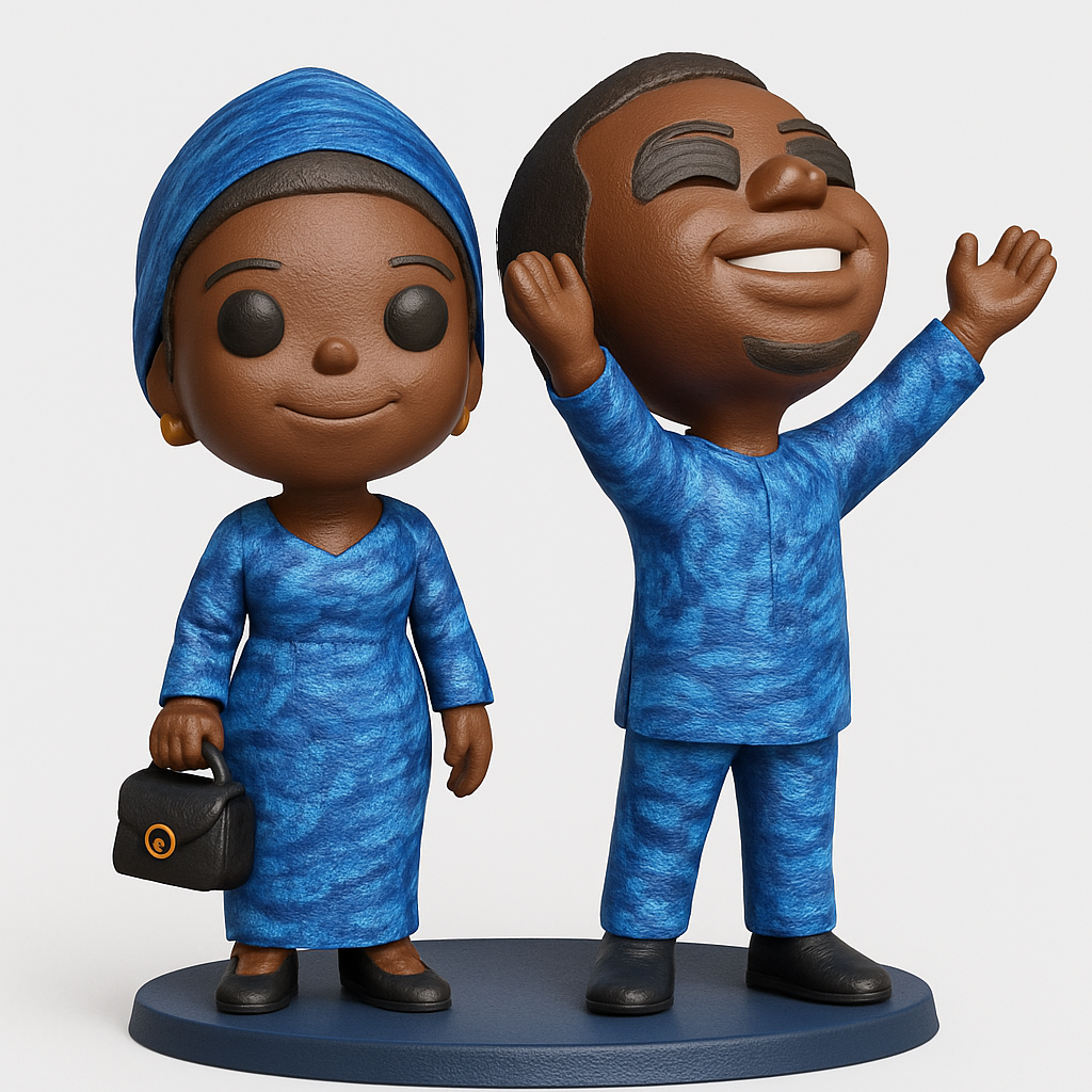 face anatomy 3d model-create 3d face model from photo_Joyful African Couple Figurines
