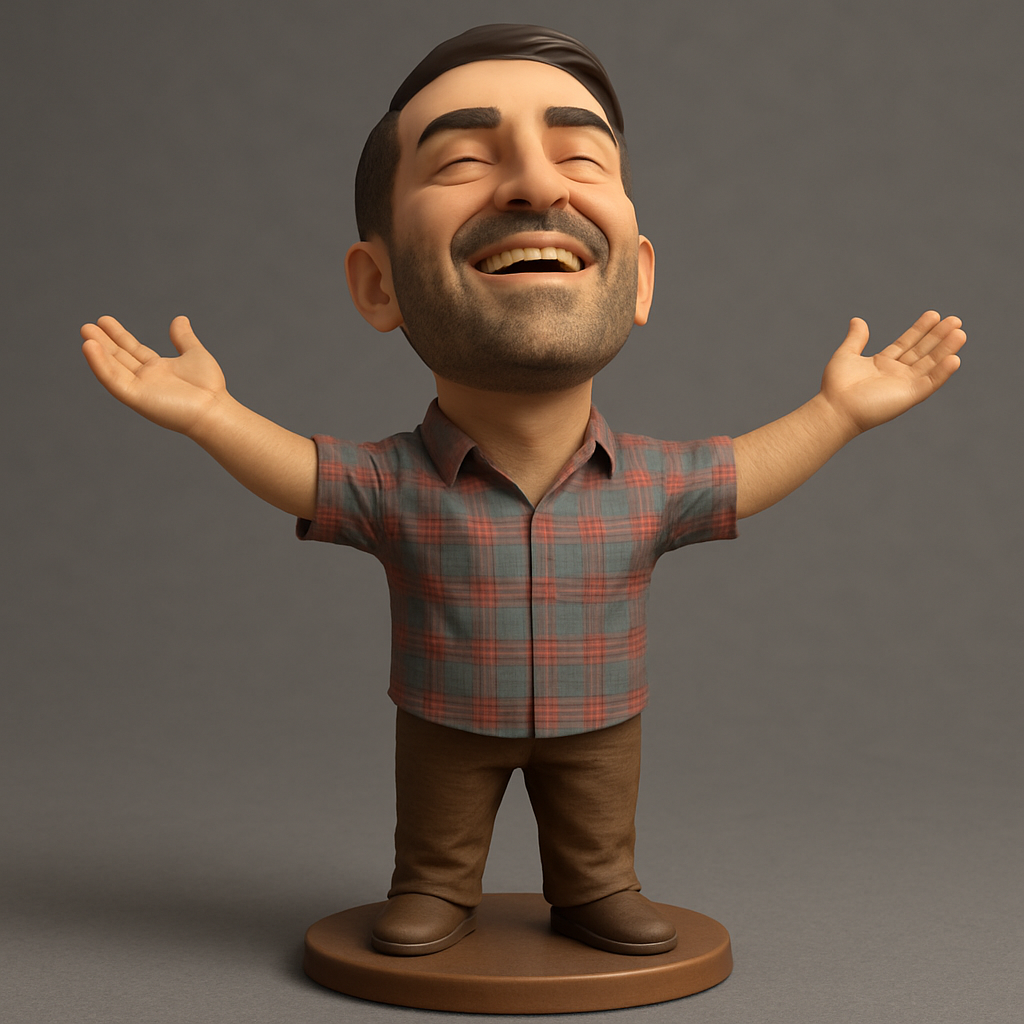 face to 3d model ai-3D portrait printing from photo_Uplifting 'Pure Joy' Bobblehead Collectible