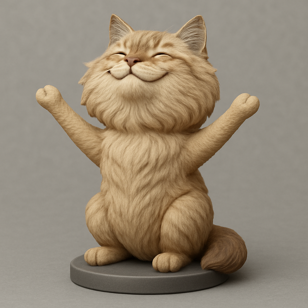 silhouette 3d printer maker-3d portrait printing_Joyful Hugging Cat Figurine – Spread Happiness!