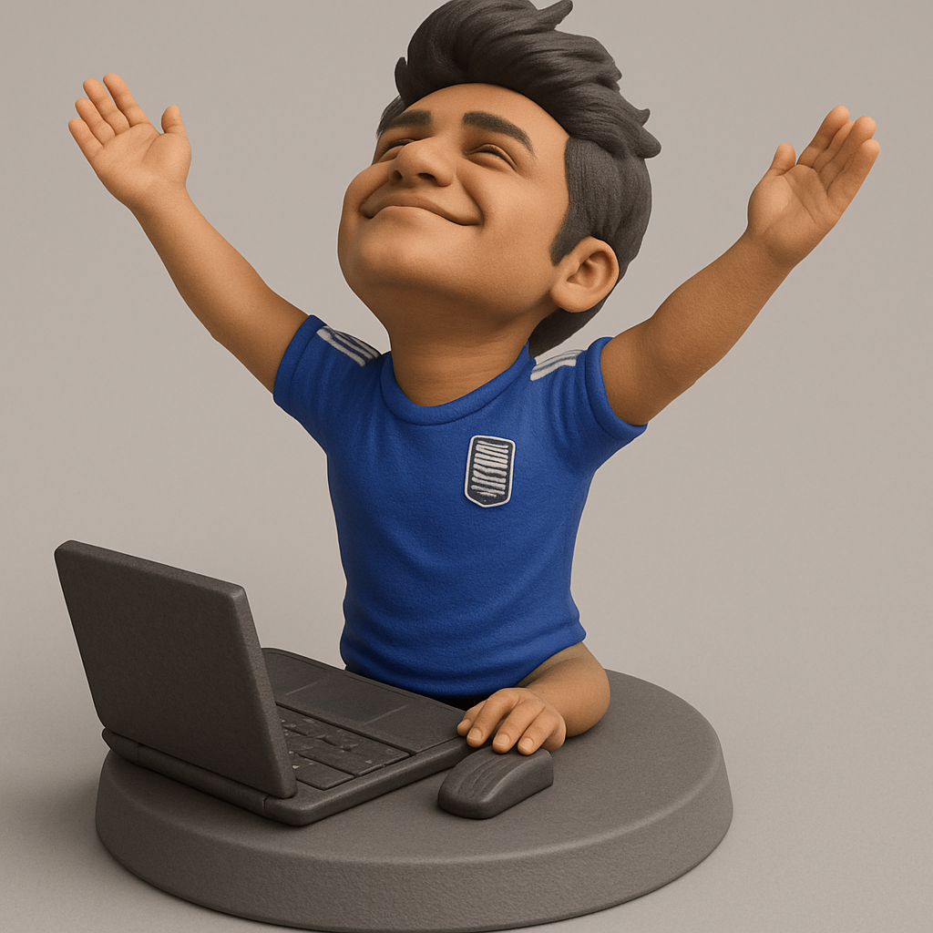 face to 3d model ai-3D portrait printing from photo_Victory Pose Desk Companion: Celebrate Your Digital Wins!