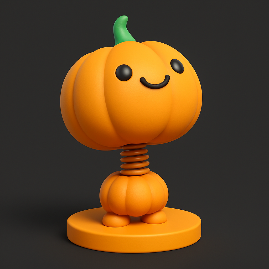 face anatomy 3d model-create 3d face model from photo_Happy Halloween Pumpkin Bobblehead - Fun Desk Decor