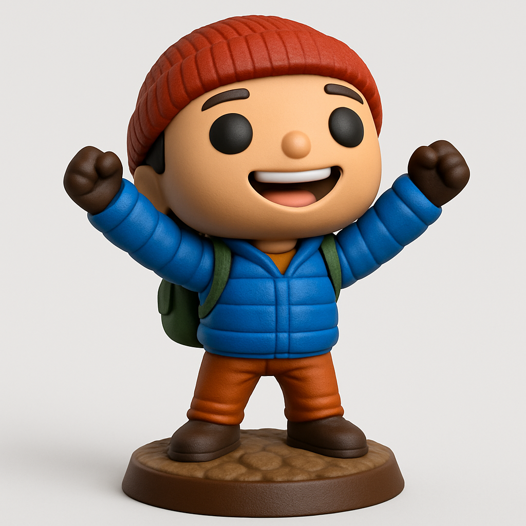 face anatomy 3d model-create 3d face model from photo_Joyful Hiker Figurine: Celebrate Every Adventure!