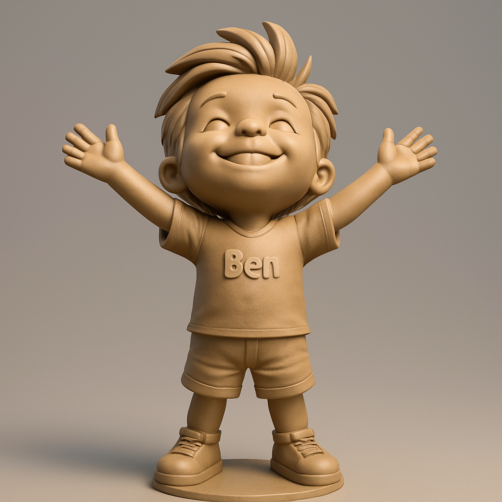 face anatomy 3d model-create 3d face model from photo_Joyful Ben Hugs - Cute Cartoon Boy Figurine