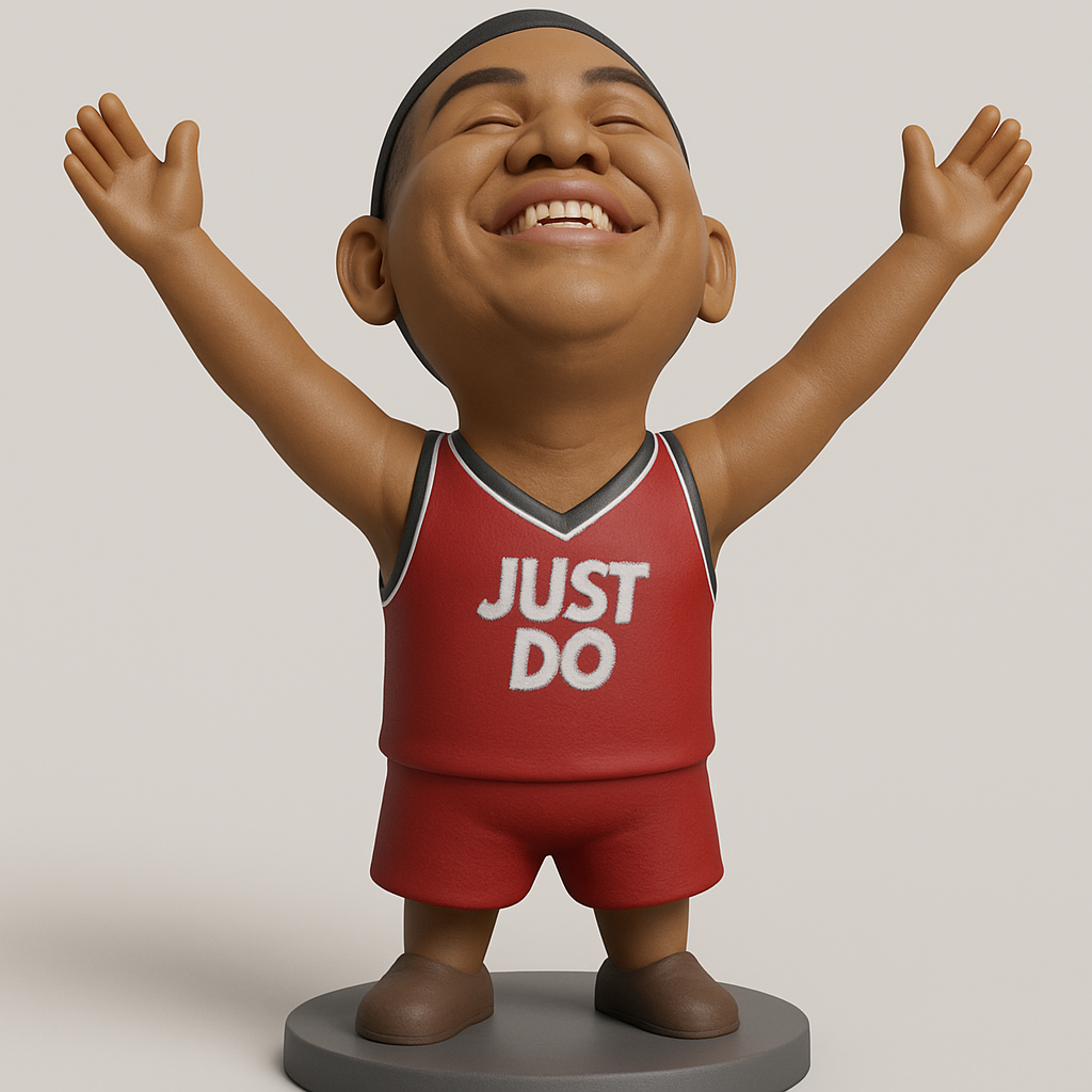 face anatomy 3d model-create 3d face model from photo_Smiling 'Just Do' Bobblehead for Your Desk