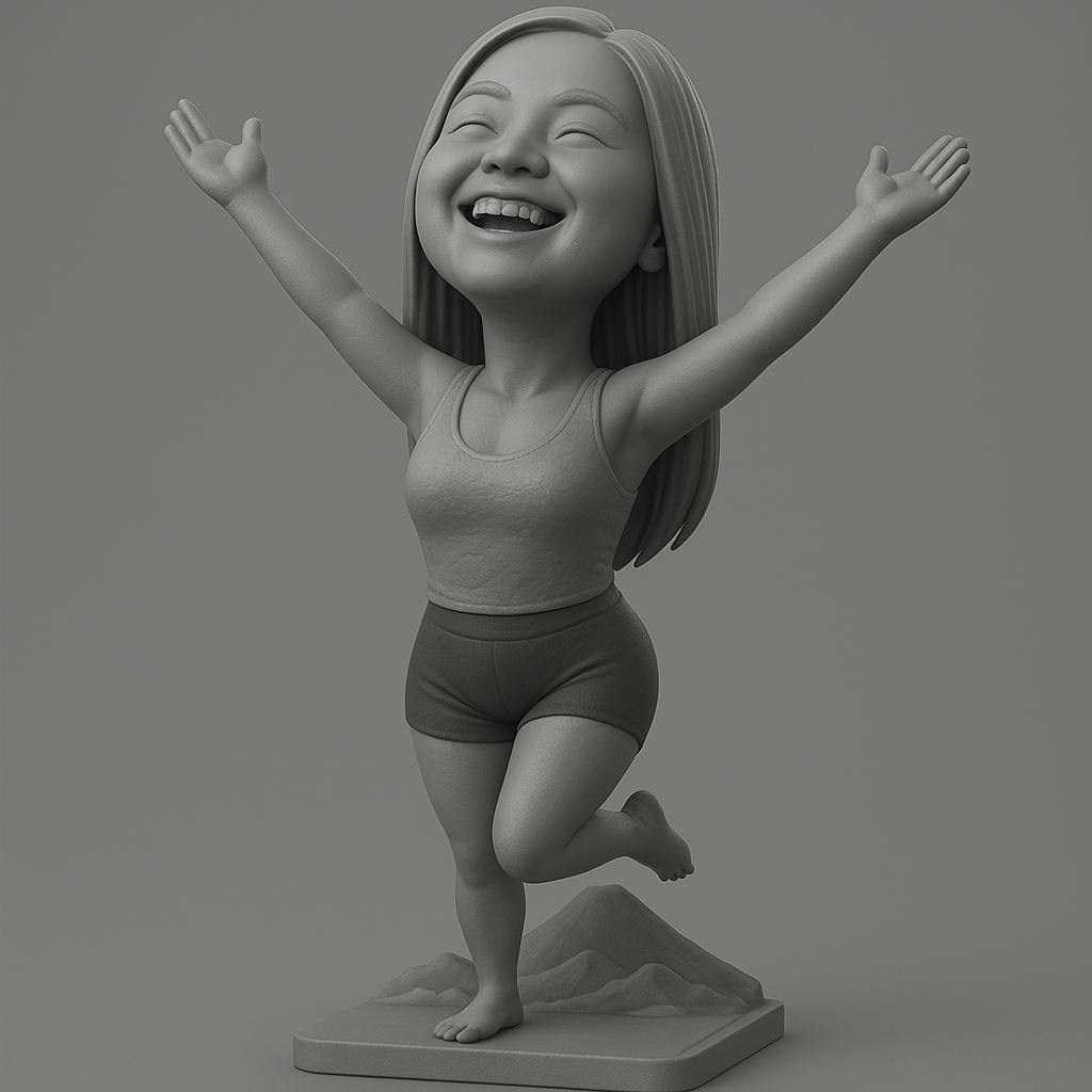 silhouette 3d printer maker-3d portrait printing_Joyful Figure with Outstretched Arms