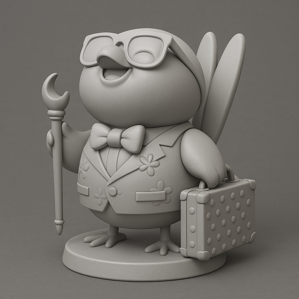 silhouette 3d printer maker-3d portrait printing_Charming Business Bird Figurine