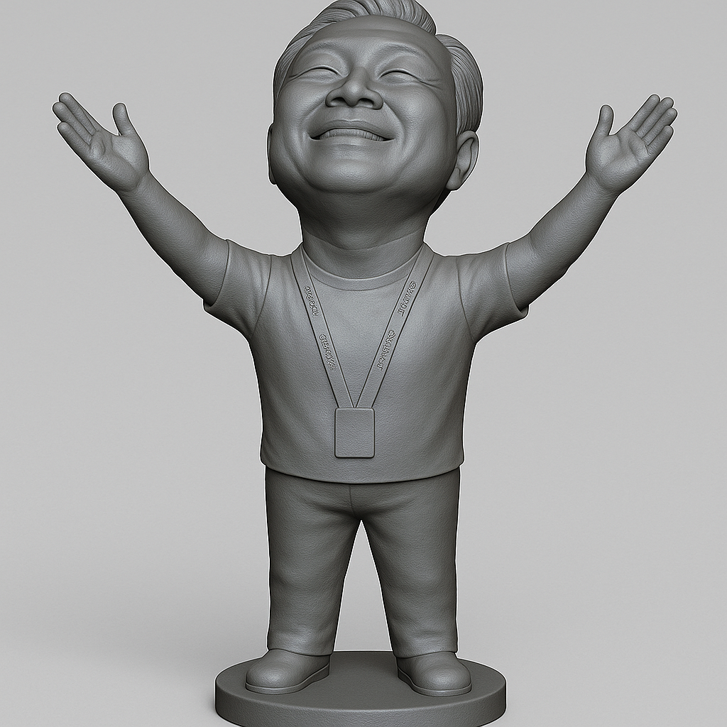 silhouette 3d printer maker-3d portrait printing_Joyful Figurine with Outstretched Arms
