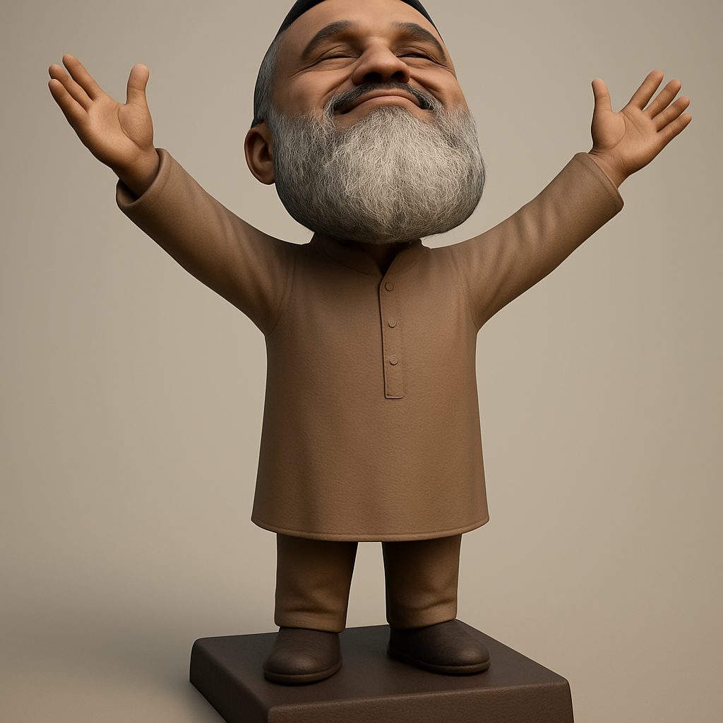 face to 3d model ai-3D portrait printing from photo_Uplifting Joy: Bearded Man Figurine