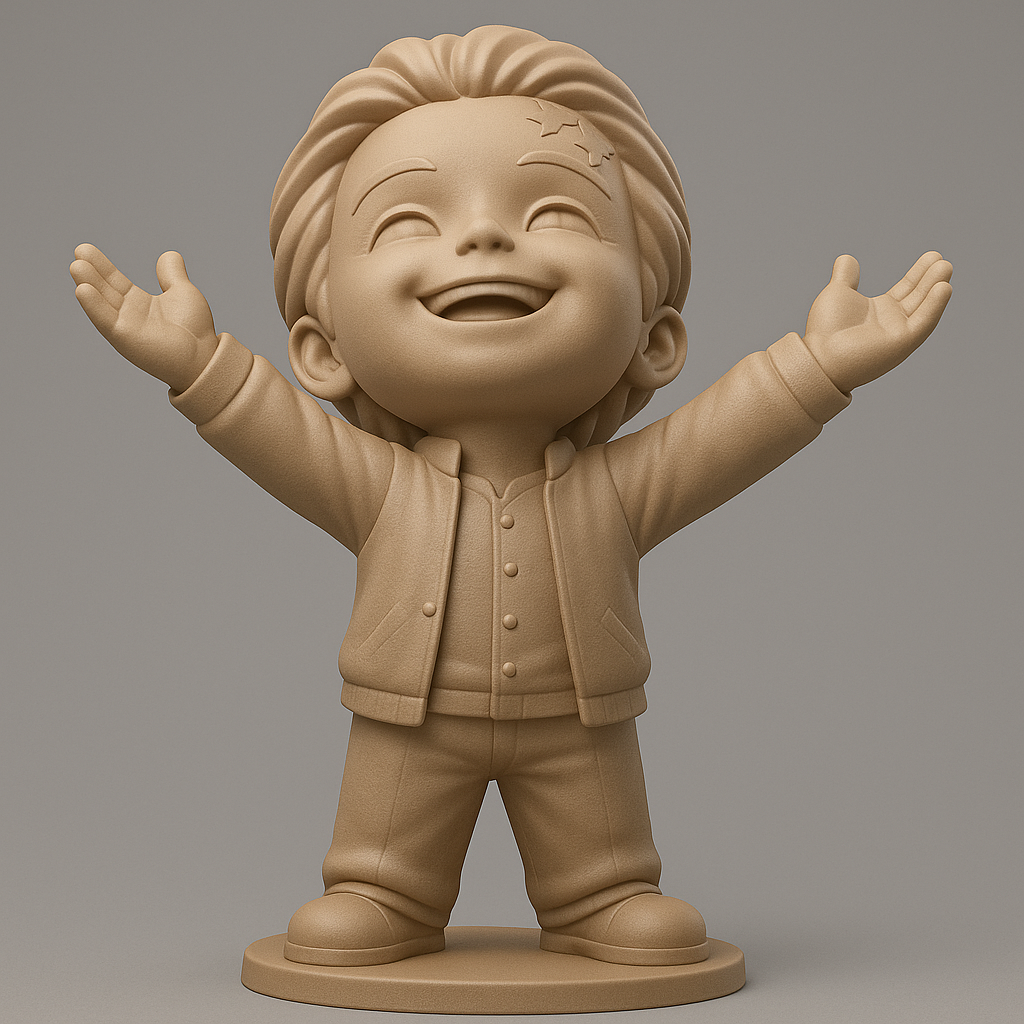 face anatomy 3d model-create 3d face model from photo_Joyful Kid Figurine for 3D Printing