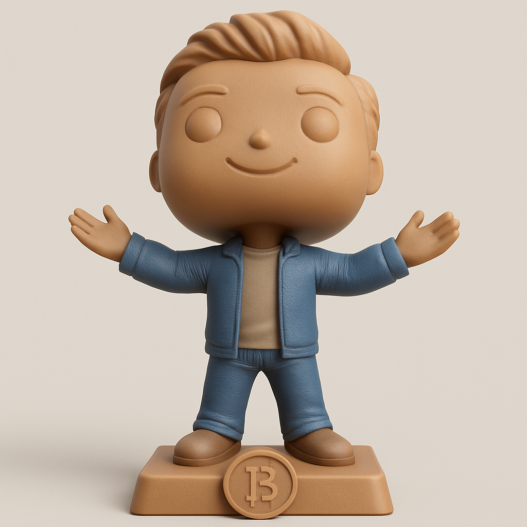 face to 3d model ai-3D portrait printing from photo_Smiling Crypto HODLer: Funko-Style Bitcoin Collectible