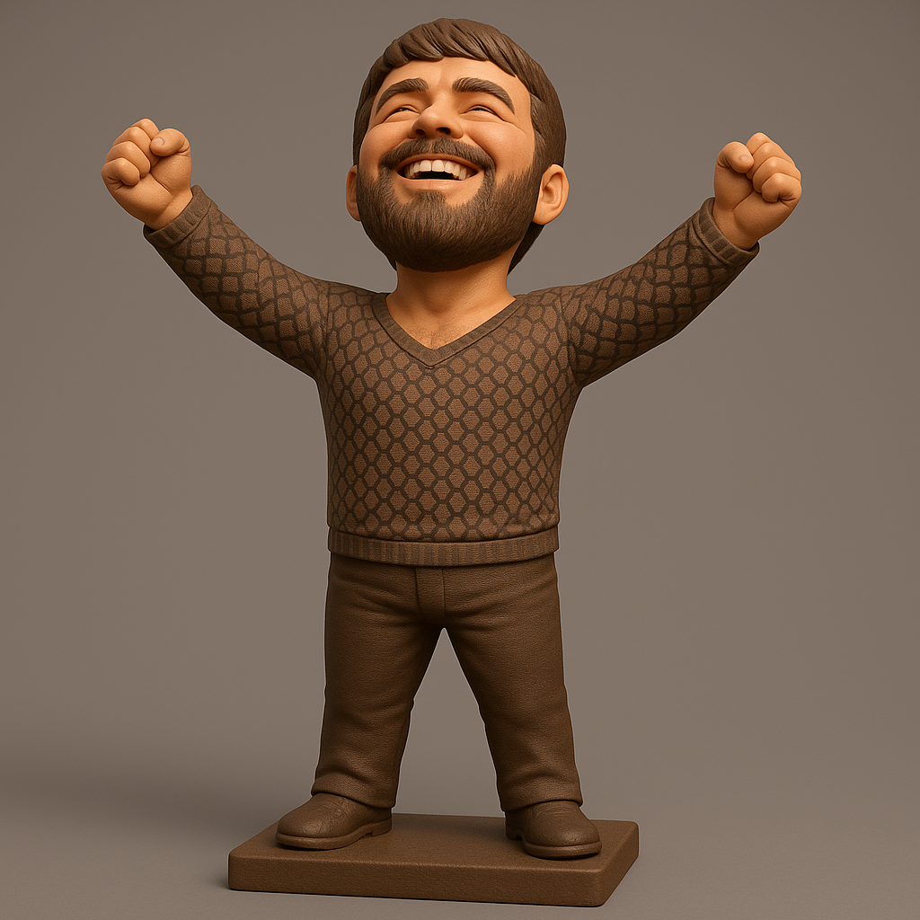 face anatomy 3d model-create 3d face model from photo_Joyful Victory Pose Figurine