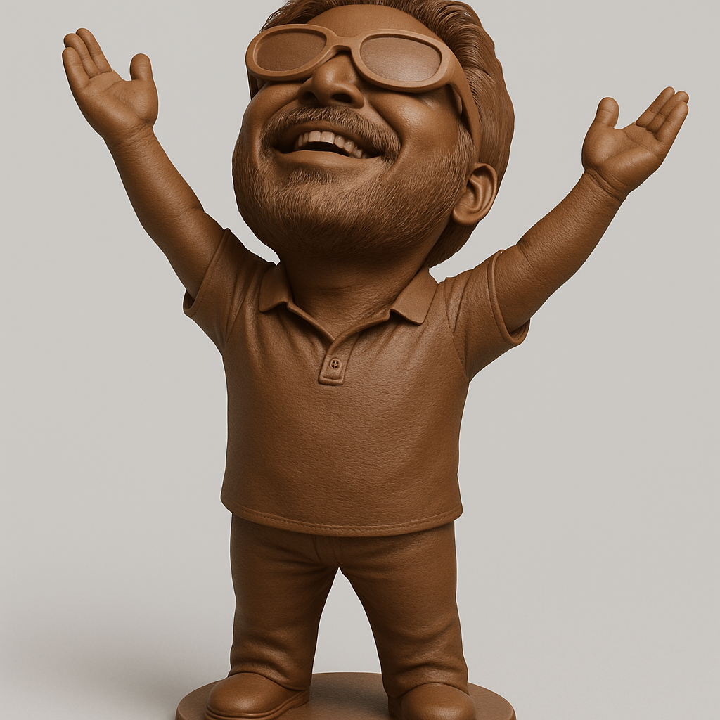 face to 3d model ai-3D portrait printing from photo_Uplifting Happy Man Caricature – Celebrate Success!